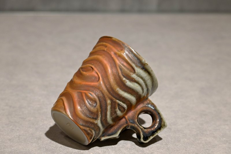 柴烧造型耳杯 马克杯 柴烧马克杯 柴烧杯【臻麟陶艺】 - 咖啡杯/马克杯 - 陶 