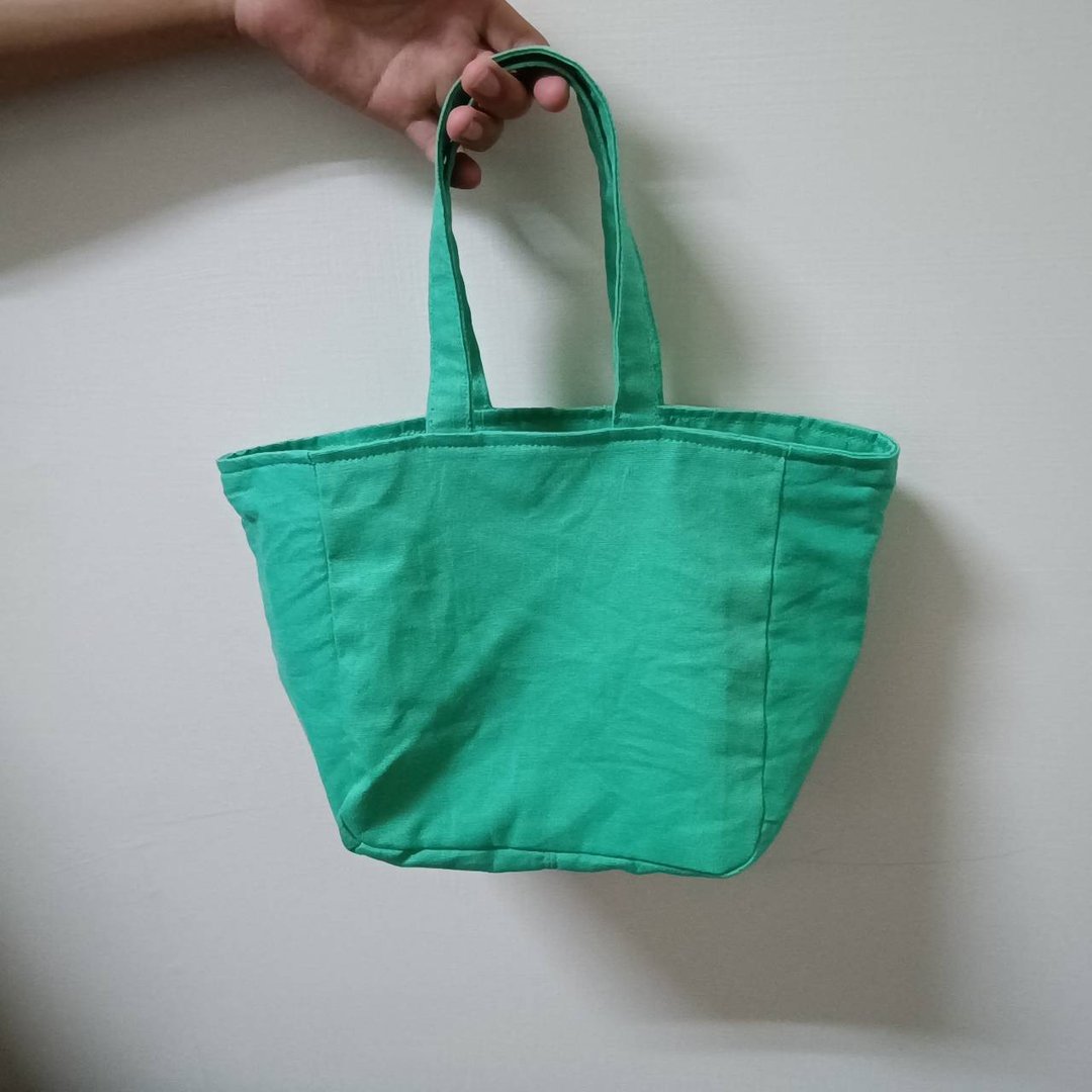 手提包 手提袋 经典款与梯形两用托特包 软软帆布 苹果绿 - 手提包/手提袋 - 棉 绿色