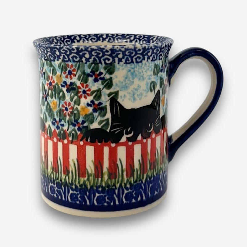 波兰手绘手工陶-马克杯 280ml 黑猫花园系列 - 其他杯子 - 陶 多色