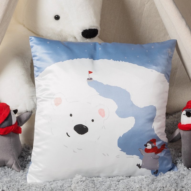 //圣诞特惠300元//怀特熊系列抱枕-我陪你一起冒险 - 枕头/抱枕 - 丝．绢 蓝色