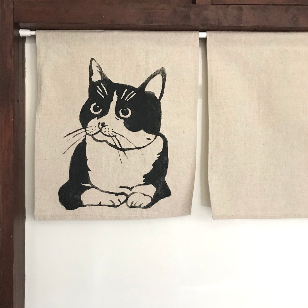 手印猫猫守护短门帘组 - 其他家具 - 棉 卡其色