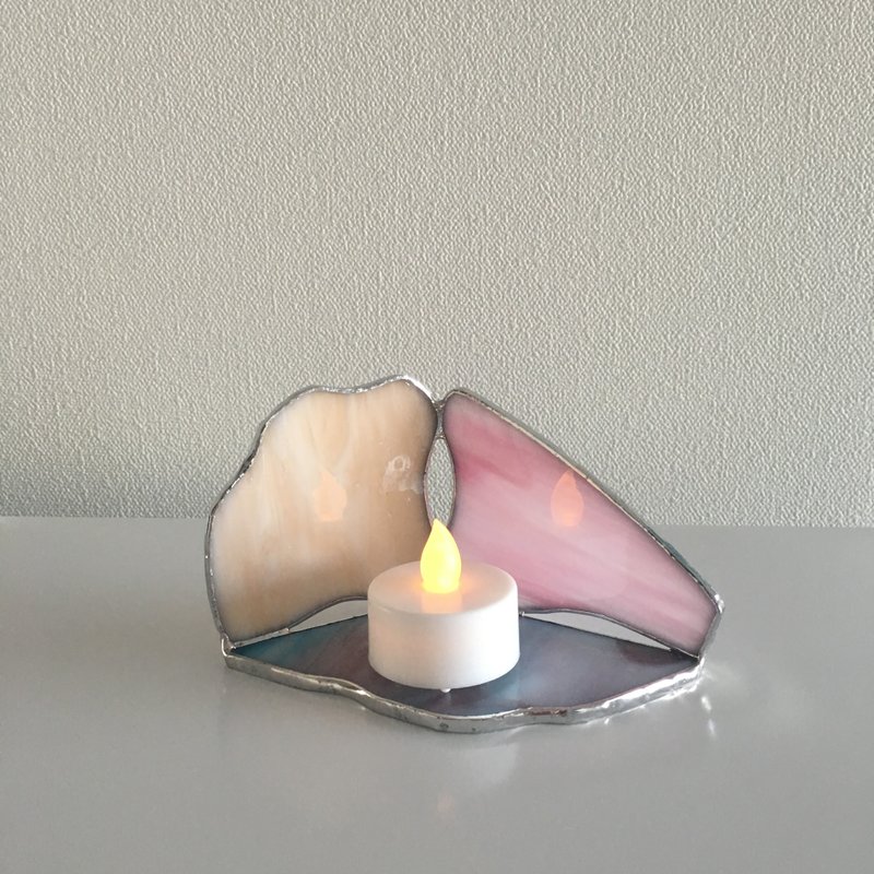 LED Light Holder Candle Night Natural Glass Bay View - 蜡烛/烛台 - 玻璃 粉红色