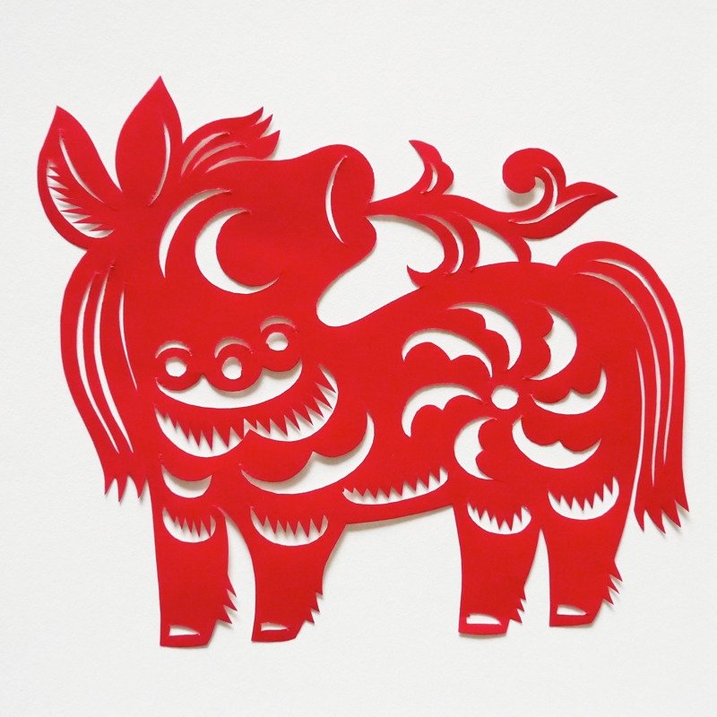 Kirigami Etouma Twelve Chinese Zodiac - 海报/装饰画/版画 - 纸 红色