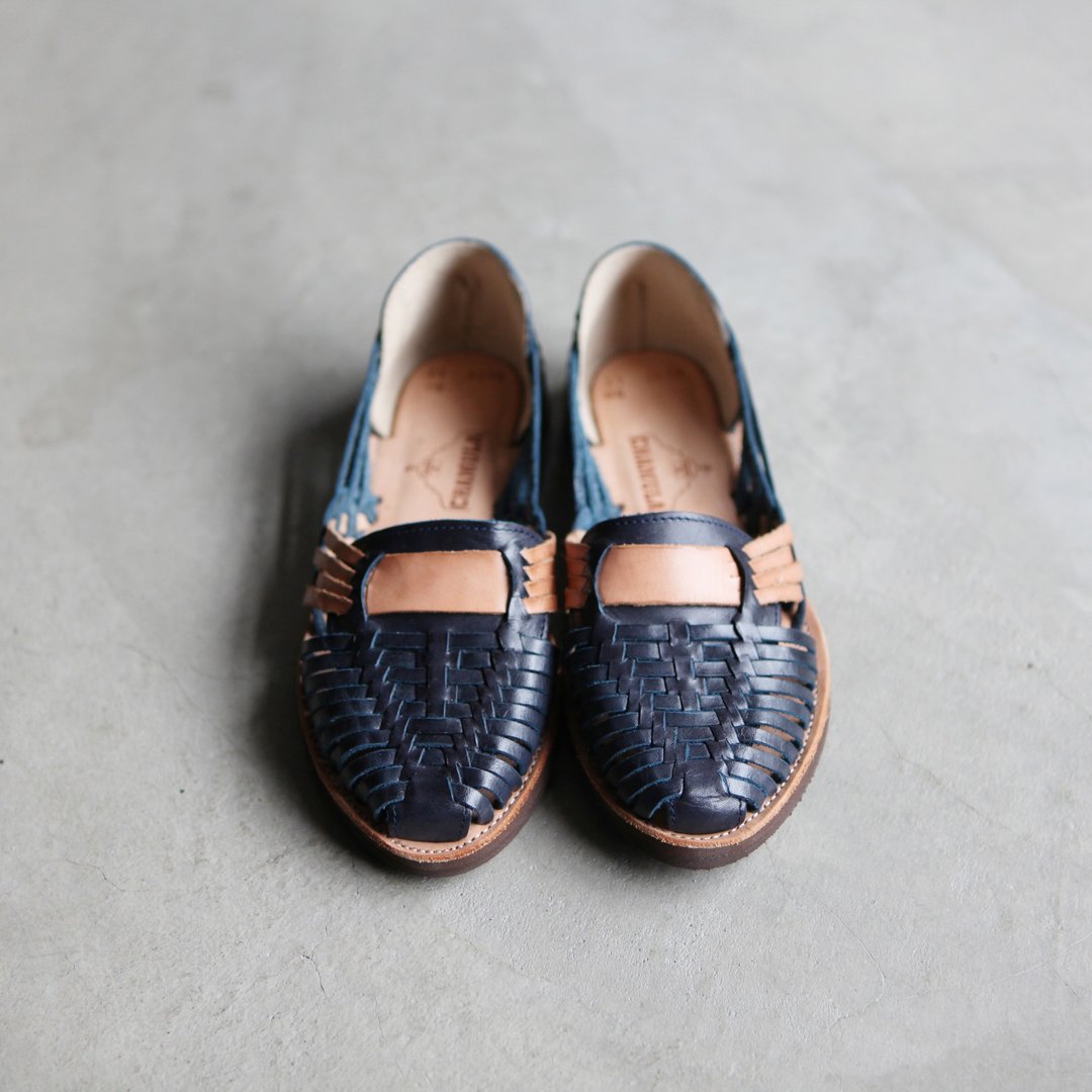 A ROOM MODEL - Select，CHAMULA - Brasilia DARK Navy x Natural 皮革编织鞋 / 深蓝 - 女款休闲鞋 - 真皮 蓝色