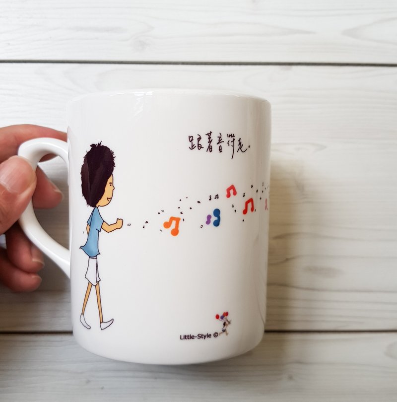 骨瓷马克杯-跟着音符走(定制) - 咖啡杯/马克杯 - 瓷 白色