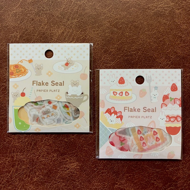 Papia Flake Sticker 熊咖啡、兔子和草莓糖果 - 贴纸 - 其他材质 