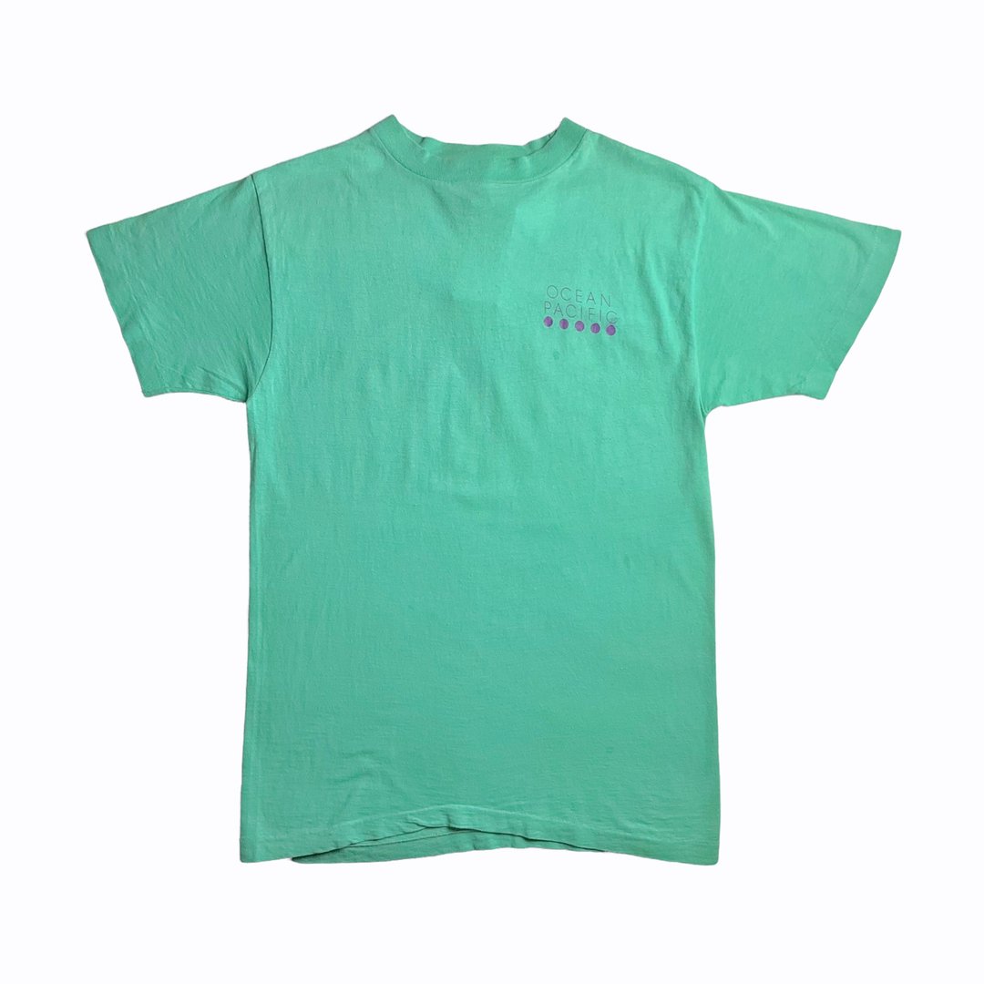 古着OP圆点字样背后大图冲浪T-shirt - 男装上衣/T 恤 - 棉 多色