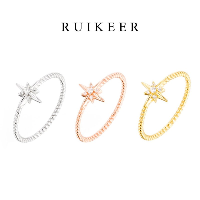 S925纯银 晨星闪芒 戒指 - 戒指 - 纯银 银色