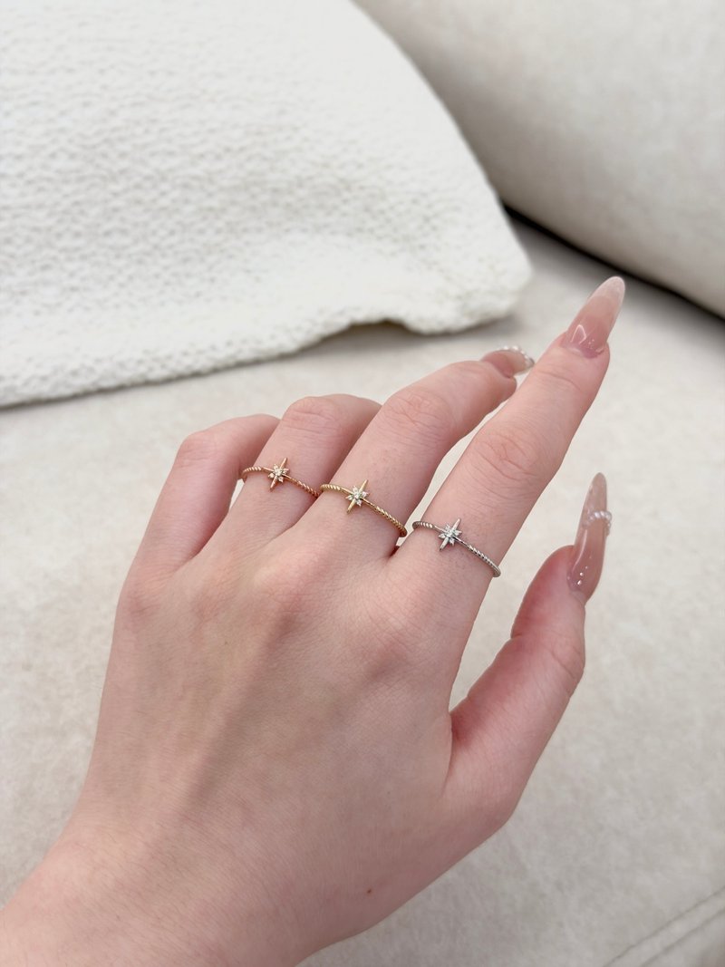 S925纯银 晨星闪芒 戒指 - 戒指 - 纯银 银色