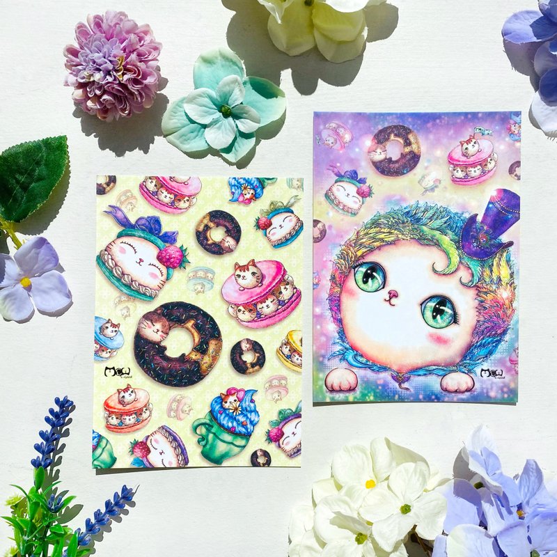 明信片 | 双面插画 - 甜点猫系列 2 款任选 - 卡片/明信片 - 纸 多色