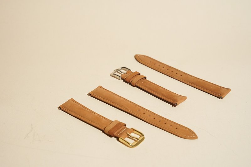 手表皮革表带  18mm 表扣专属刻字 - 表带 - 真皮 咖啡色