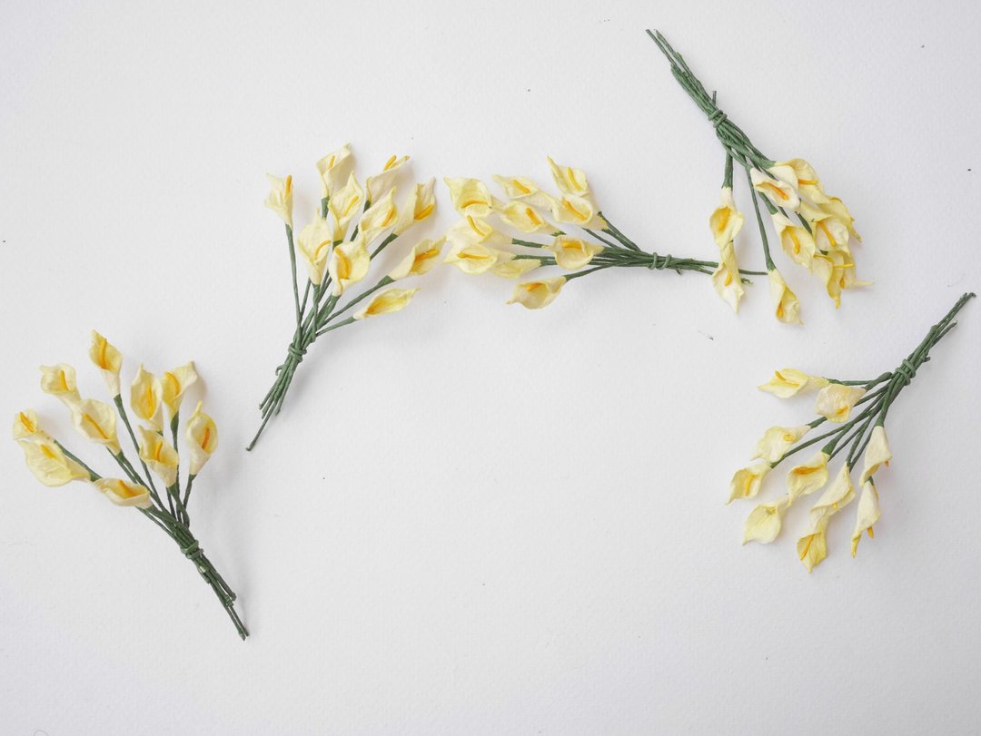 Paper Flowers, DIY supplies decoration, 50 pieces, calla lily, yellow color - 其他 - 纸 黄色