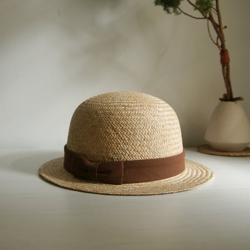 丸帽 咖啡色 - 蔺草 - 帽子 - 植物．花 咖啡色