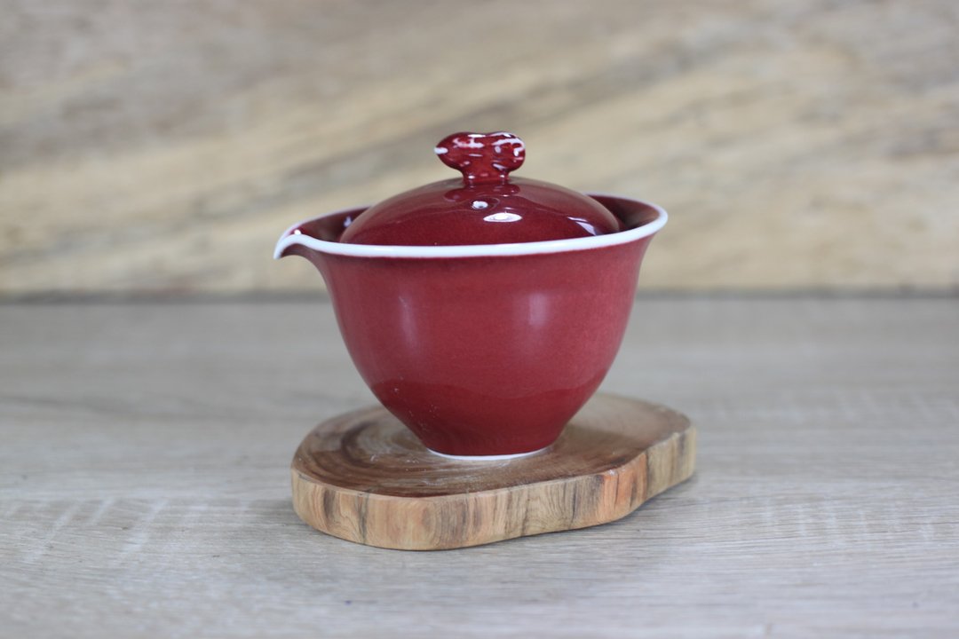 【沐春生活】石榴 铜红釉 发升盖碗 盖杯 莺歌叶敏祥作品 - 茶具/茶杯 - 陶 