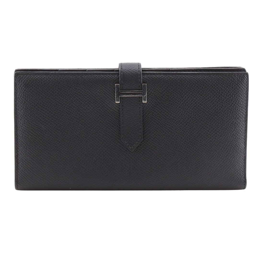 【日本直输】爱马仕 HERMES Bearn Soufflet 长夹 Epsom 牛皮 黑色 X 男女皆宜【二手品】 - 皮夹/钱包 - 真皮 黑色