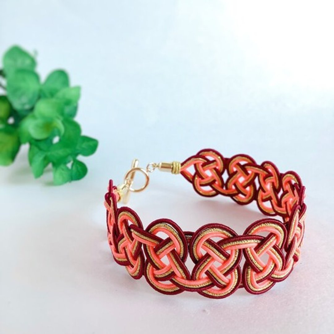 Bracelet made from mizuhiki - 手链/手环 - 其他材质 橘色