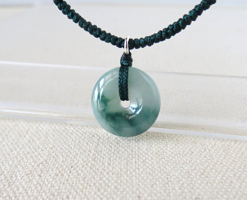 本命年【岁岁平安】飘花平安扣翡翠丝光编织项链*FA11*招财、开运 - 锁骨链 - 宝石 多色