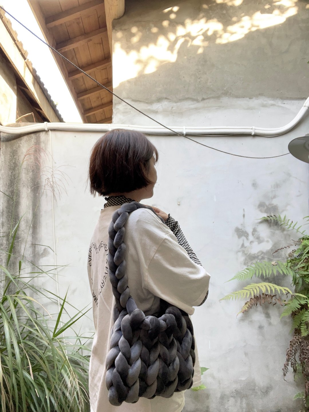 实体 | 中坜 |  粗绒线手编包  可做手提 肩背  Chunky Knit Bag - 编织/羊毛毡/布艺 - 棉 