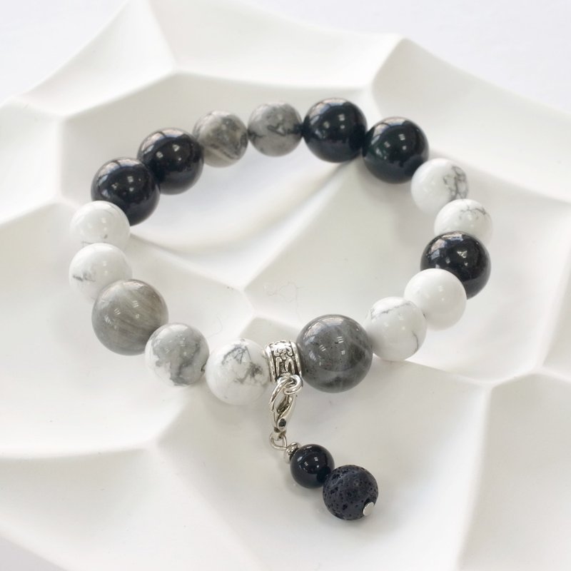 B065七轮调和手串/拉长石/地图石/白松石/天然晶石/能量石/原生态 - 手链/手环 - 水晶 多色