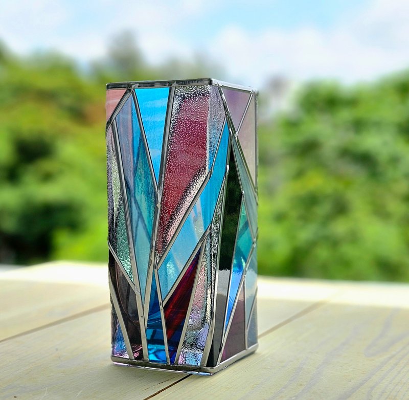 方形玻璃花瓶 琉球黎明 2 - 花瓶/陶器 - 玻璃 蓝色