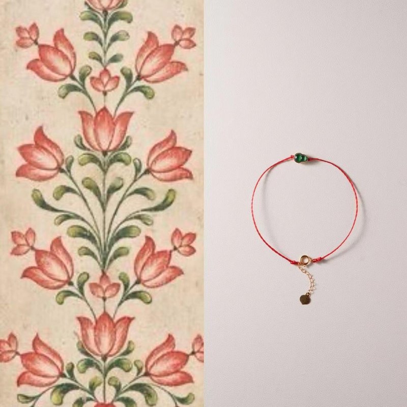 原创福禄莲莲天然翡翠葫芦红绳18K金极细编绳手链本命年辟邪开运 - 手链/手环 - 玉石 红色