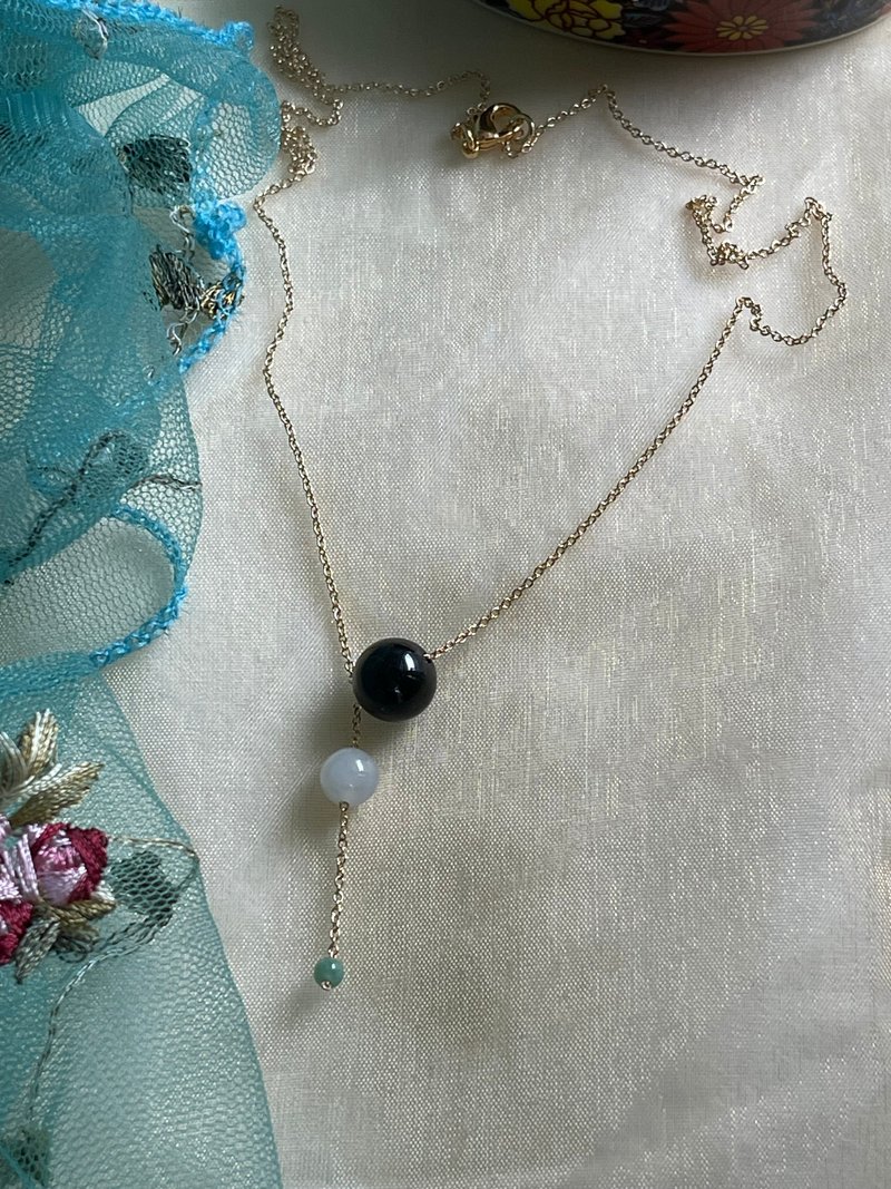 【平安好运链】墨翠翡翠项链女 II 缅甸玉无优化A货翡翠项链女 - 项链 - 玉石 