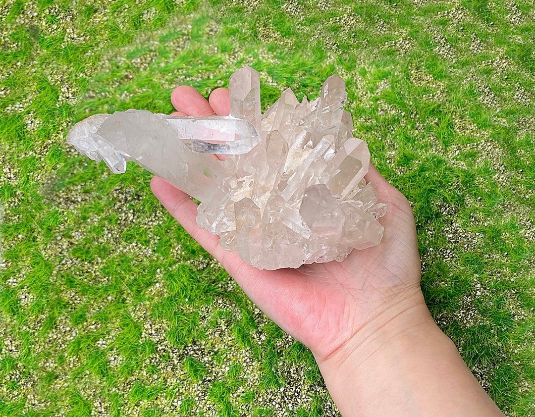 原矿冰透体白水晶簇带二次结晶 白水晶柱 办公室 居家 疗愈 风水 - 其他 - 水晶 白色