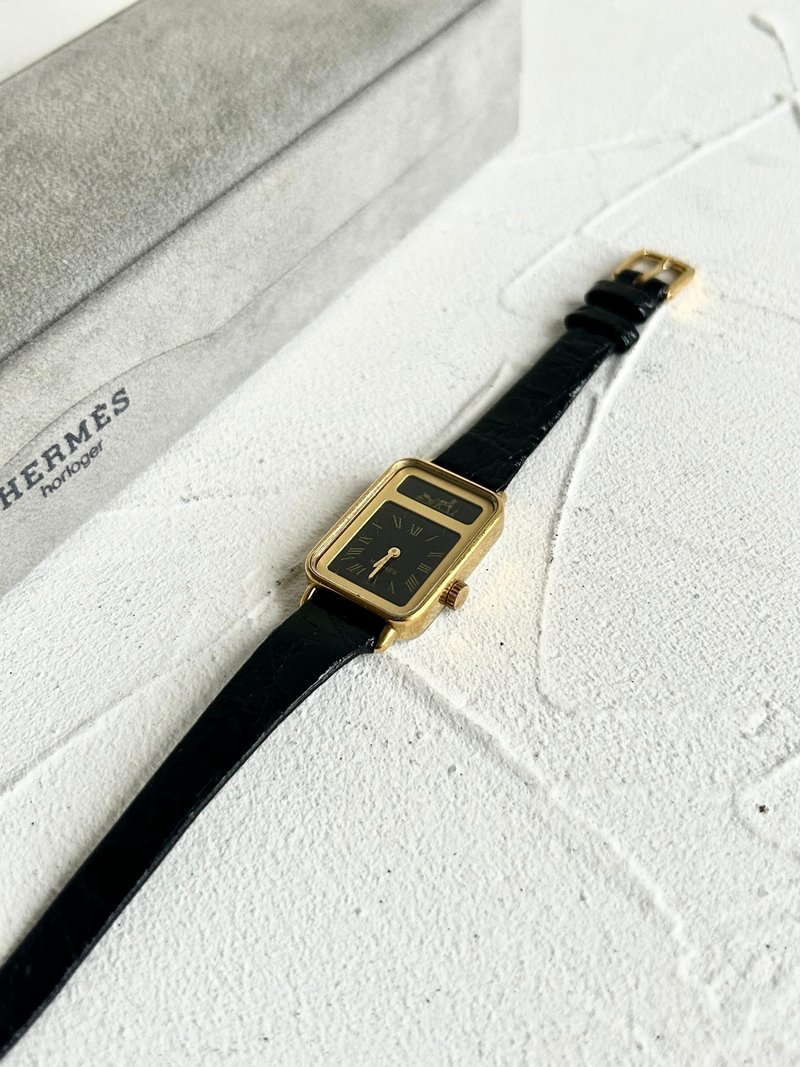 极稀有Hermes Tank 绝版黑金色古董表 中古表 二手表 女装手表 - 女表 - 其他金属 黑色