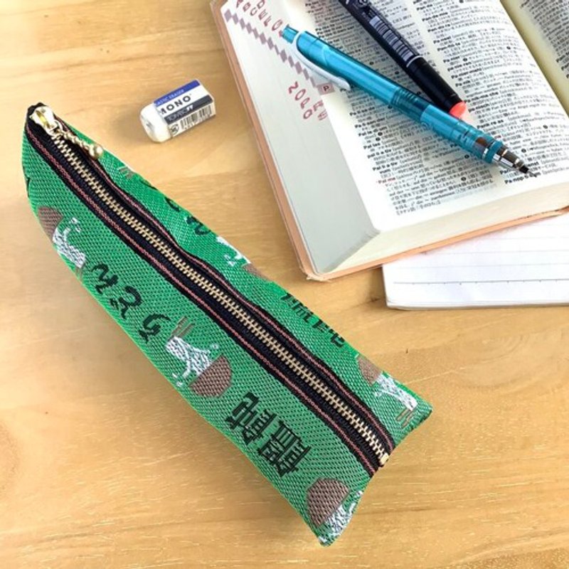 笔袋【乌龙面】畳缘制 四面锥型 绿色 井 - 铅笔盒/笔袋 - 其他材质 绿色