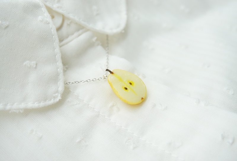 微缩仿真水果项链袖珍梨子苹果牛油果吊坠S925纯银链子情人节礼物 - 项链 - 粘土 多色