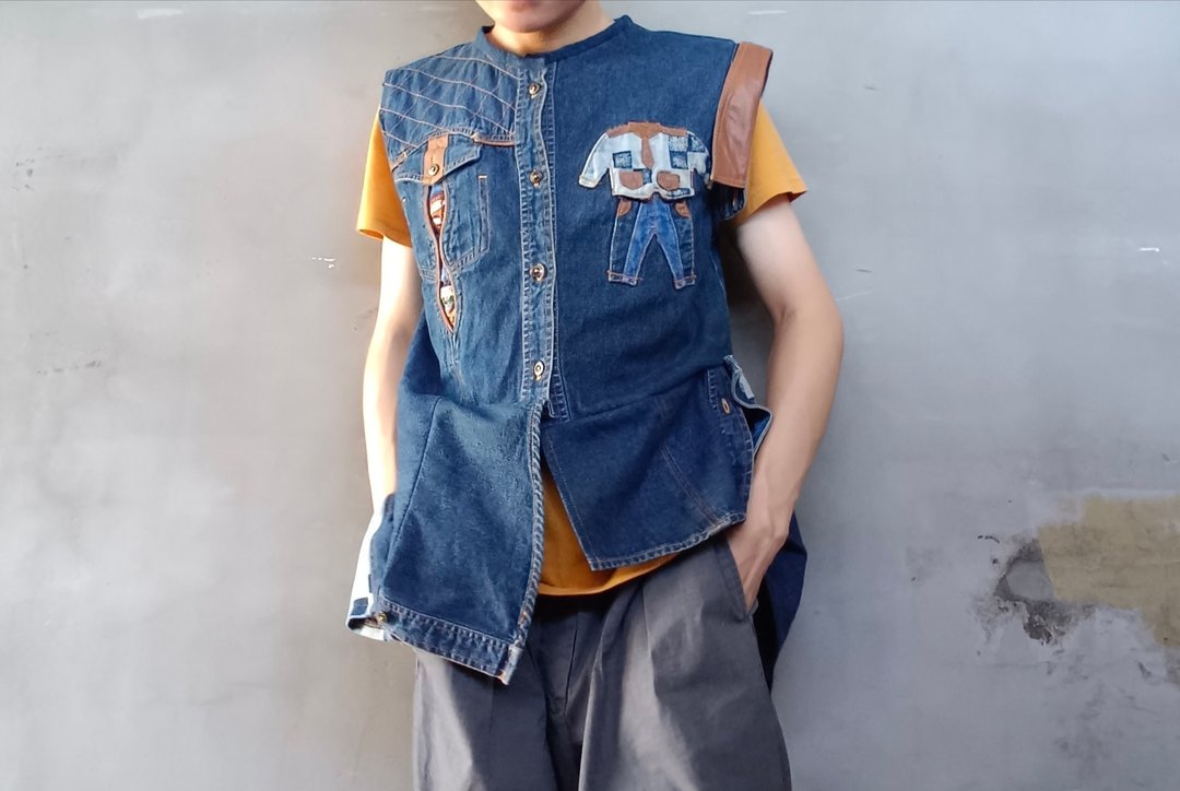 Rebirth collection 解构不规则牛仔背心 - 男装背心 - 棉 蓝色