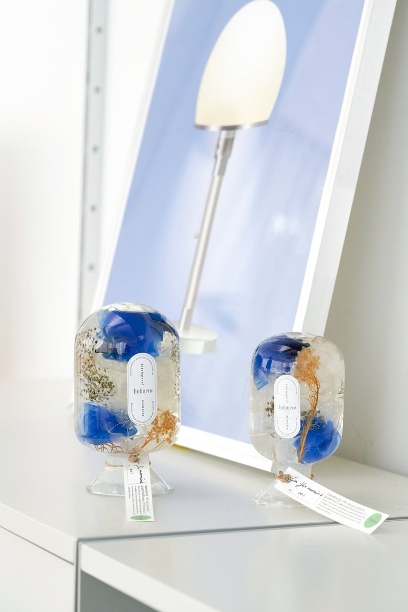 + HUHURU + 植光之境花艺瓶－La fée marraine 神仙教母【情人节 - 干燥花/捧花 - 玻璃 蓝色