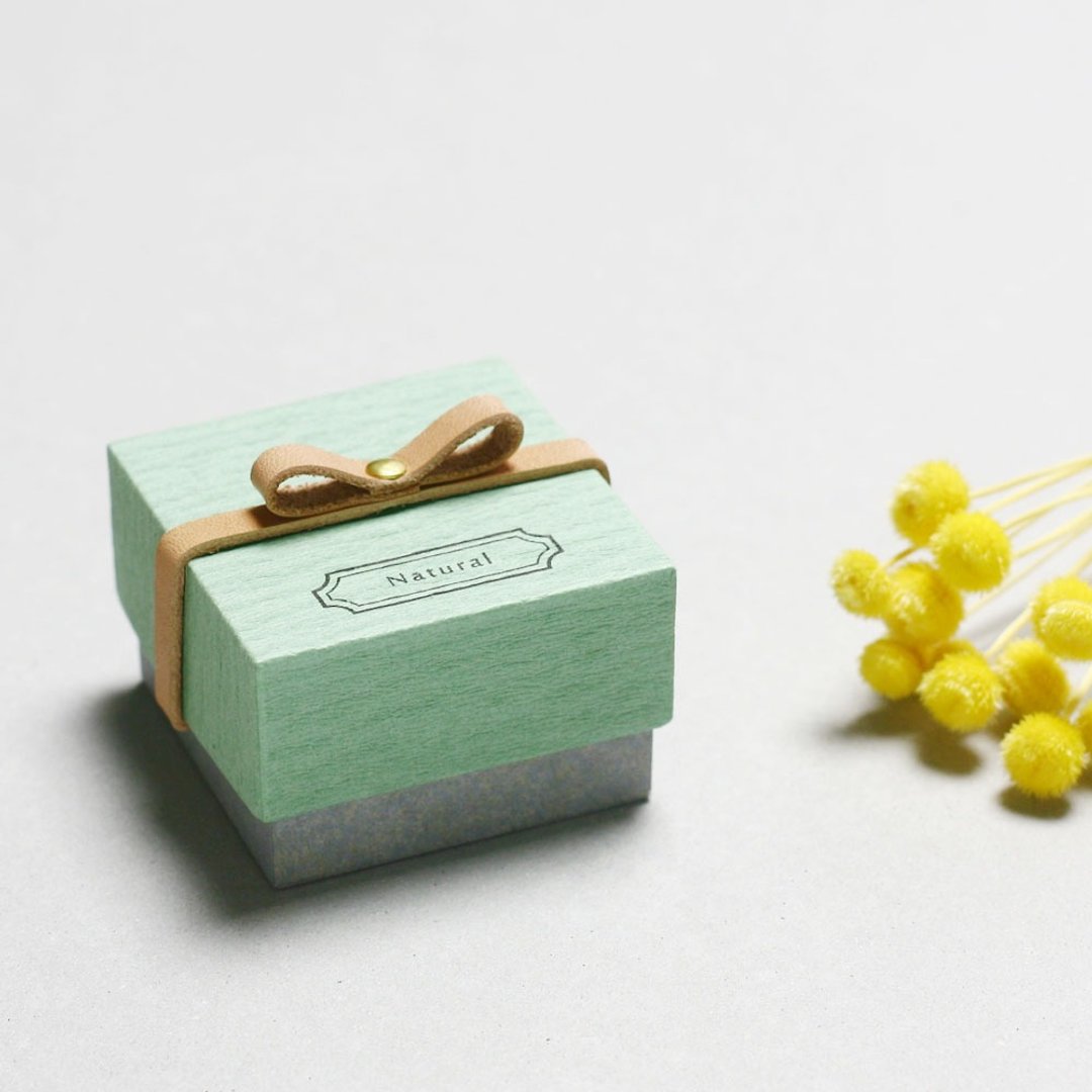 Natuarl // Mint) Giftbox Leather ribbon A small box that conveys your feelings - 包装材料 - 纸 绿色