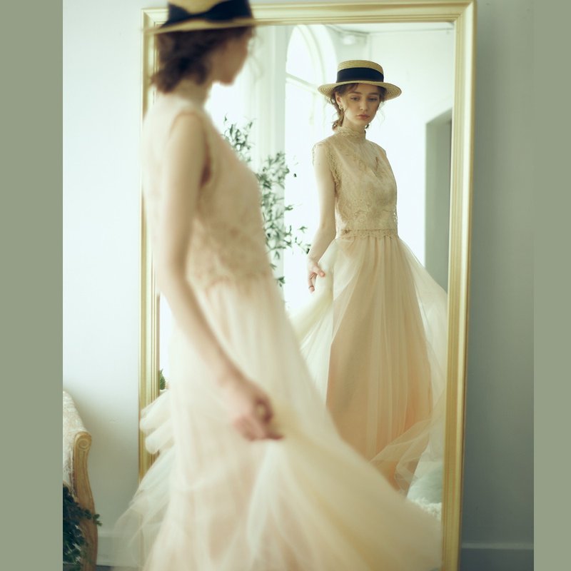 (定制化)Katherine凯特宁金色情人上衣/长裙两件式 - 洋装/连衣裙 - 聚酯纤维 金色