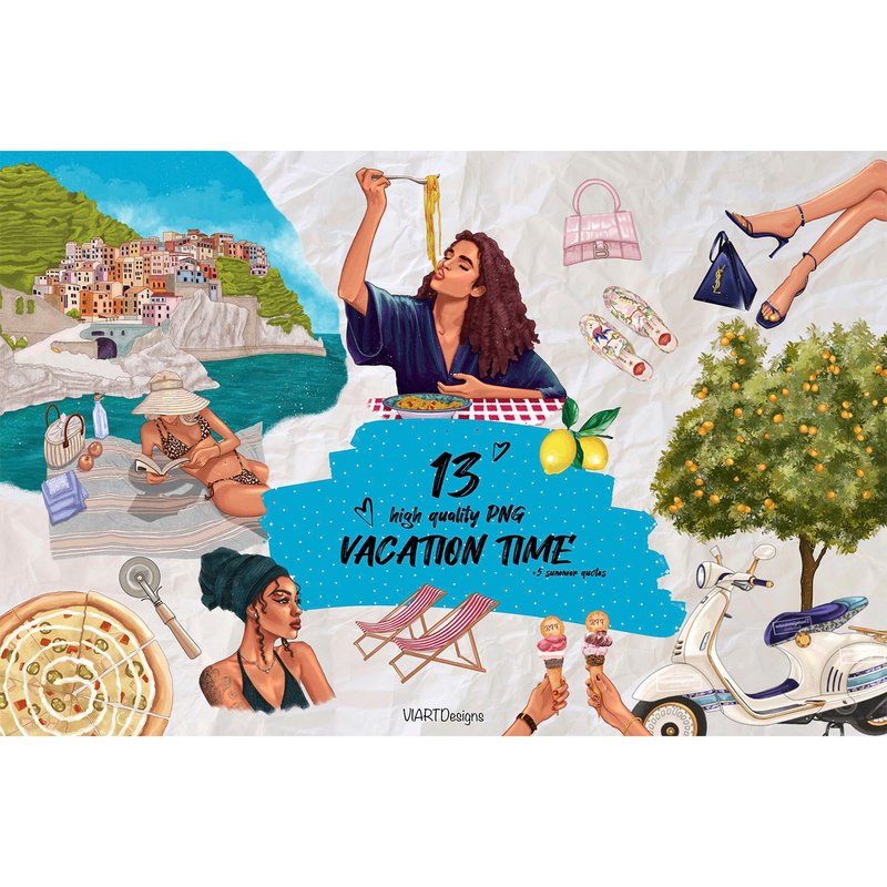 ITALIAN vacations/SUMMER chic PNG set - 电子手绘真人画像/绘画/插画 - 其他材质 