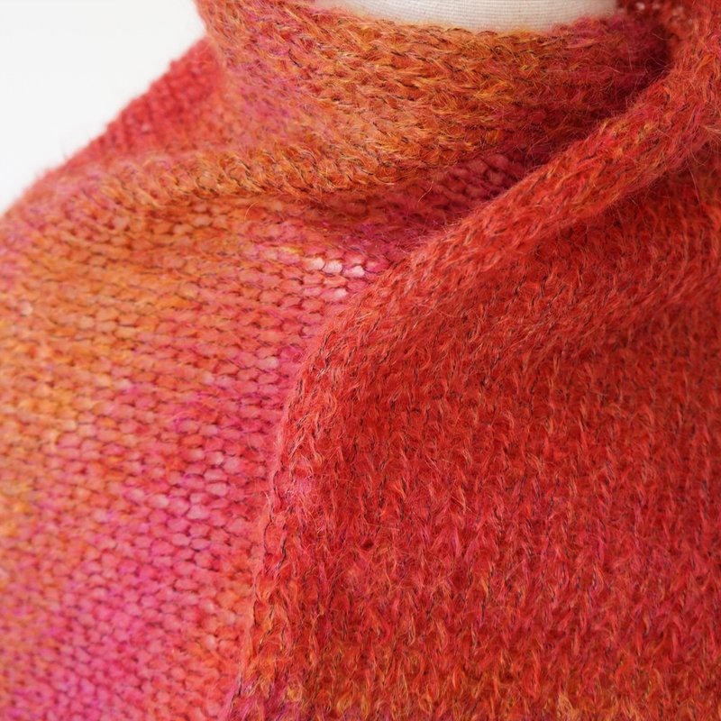 Ba-ba handmade Machine knitted muffler  No.M8 - 围巾/披肩 - 其他材质 红色