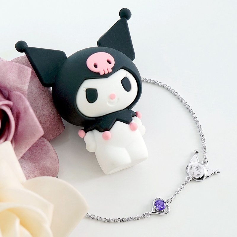 酷洛米经典系列-I.Love.Kuromi 纯银手链 - 手链/手环 - 纯银 银色
