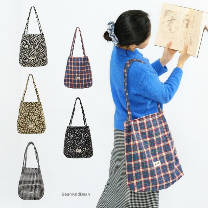 下班后 提花毛呢托特包斑马豹纹大容量质感通勤单肩包 - 侧背包/斜挎包 - 其他材质 