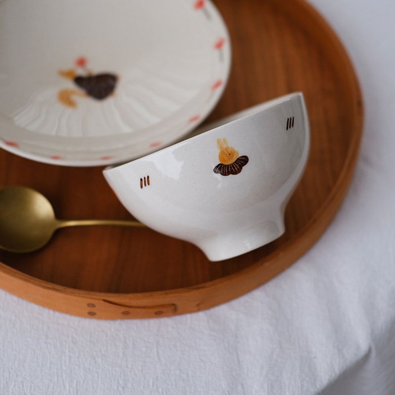 日式松鼠陶瓷飯碗 / 可愛彩瓷小湯碗 / 高顏值家用 - 碗 - 瓷 白色