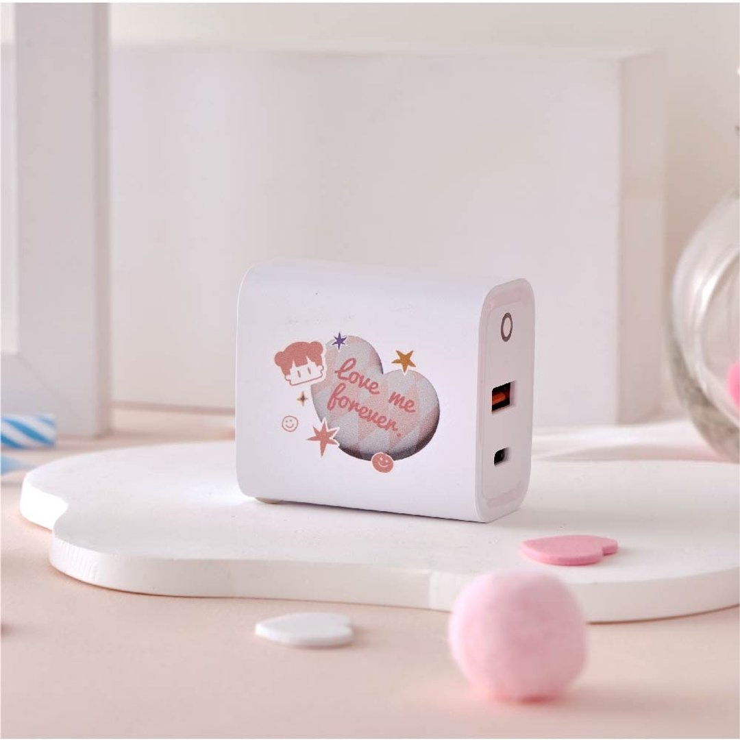 啾啾妹Love爱心USB3.0+PD20W双孔充电器 - 数码小物 - 塑料 多色