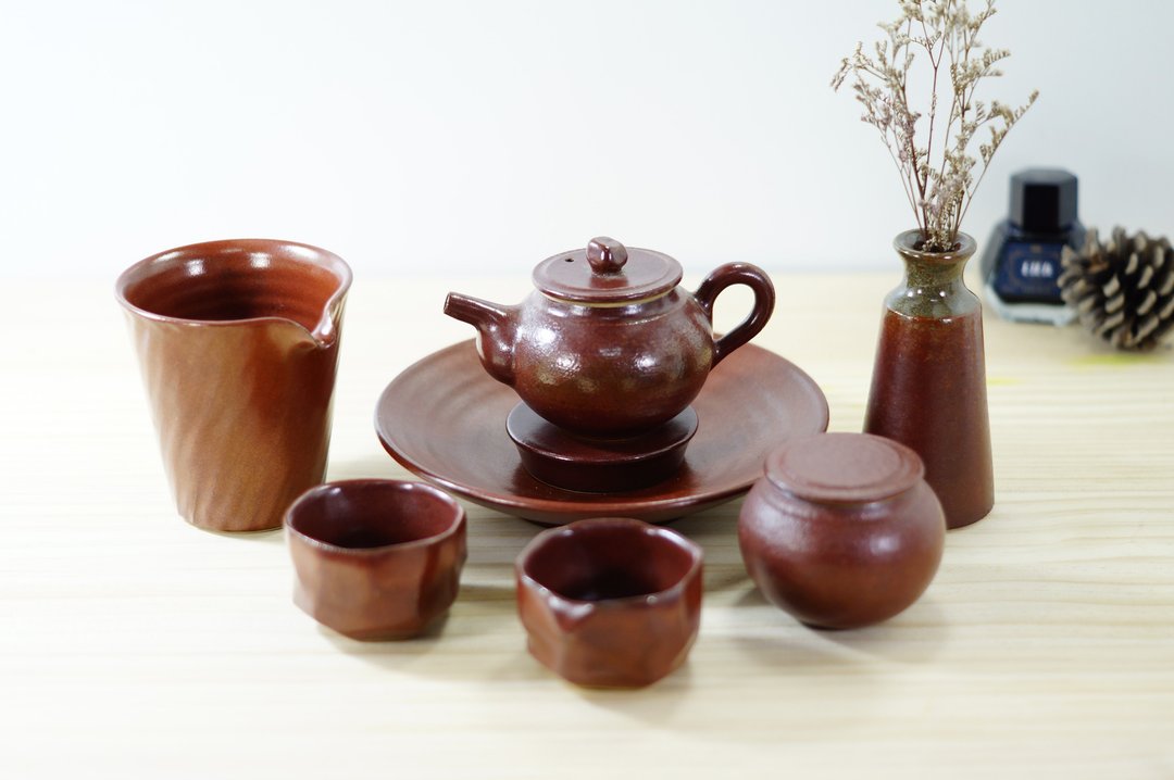 铁红茶具组 - 茶具/茶杯 - 陶 红色