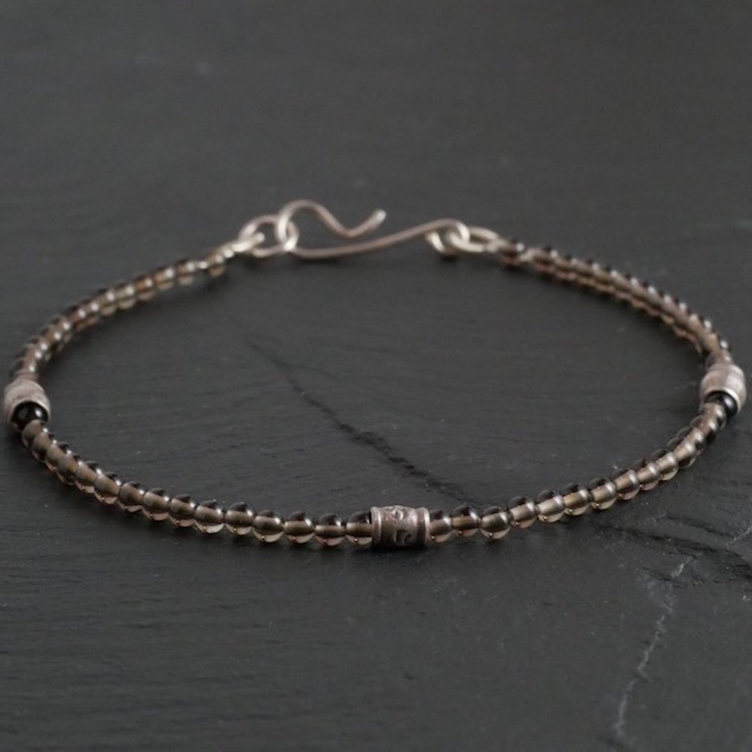 Smoky Quartz&Karen Silver  Bracelet - 手链/手环 - 宝石 灰色