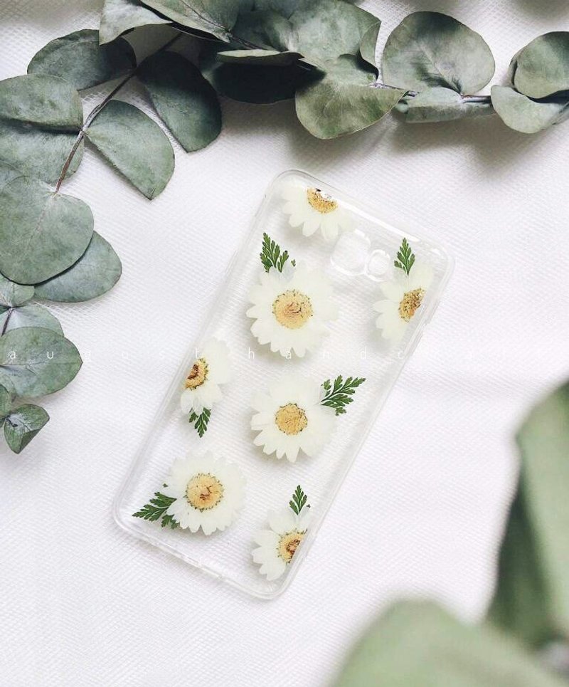 淡淡的白晶菊 • Handpressed Flower Phone Case - 手机壳/手机套 - 植物．花 白色