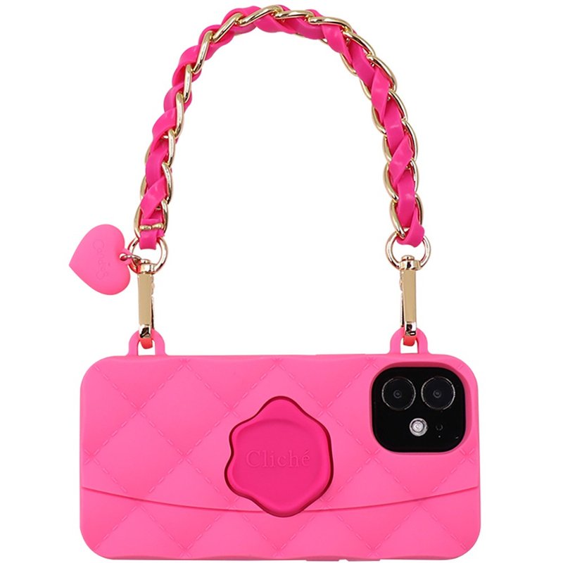 【Candies】红粉佳人手提晚宴包手机壳 12mini/12/12Pro/12ProMax - 手机壳/手机套 - 硅胶 粉红色