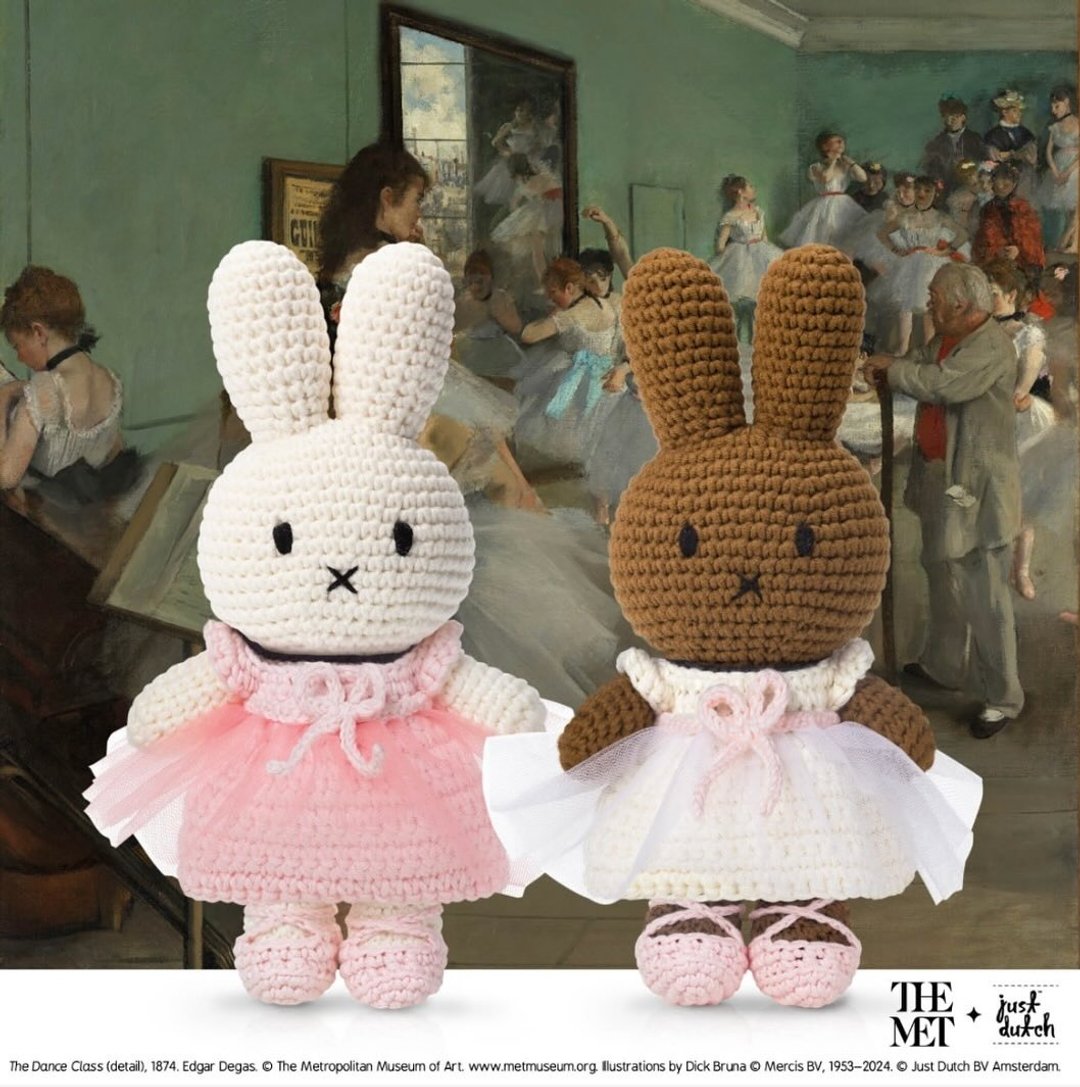 荷兰进口 Miffy【窦加 - 舞蹈教室】Just Dutch 授权正版钩针米非兔 - 玩偶/公仔 - 棉．麻 粉红色