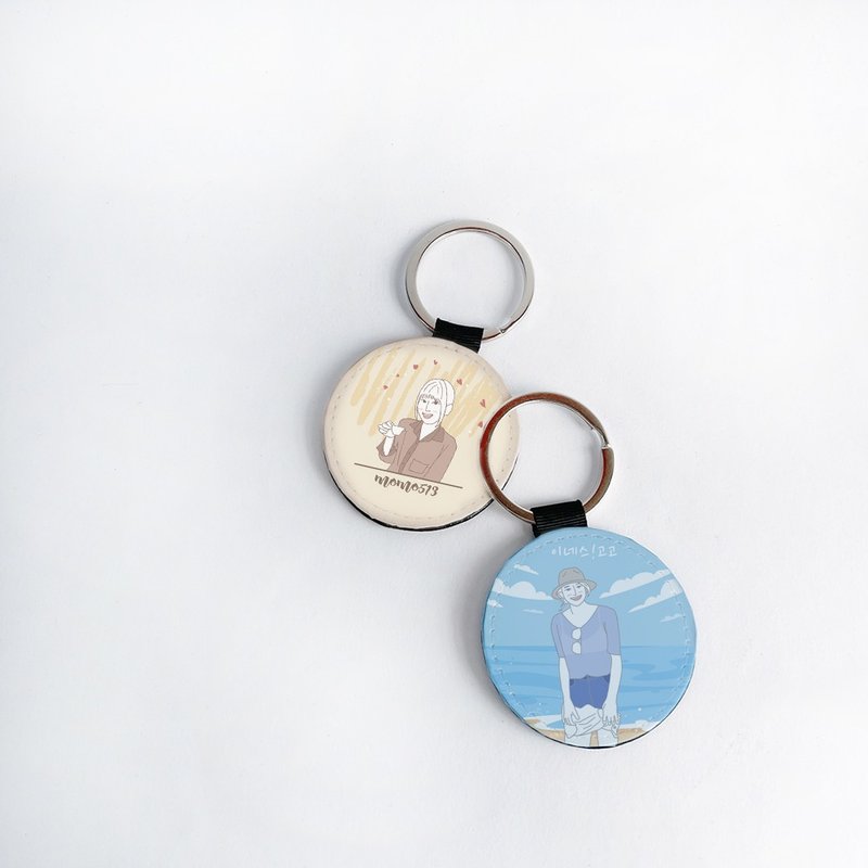 定制似颜绘 | 人像 宠物  情侣 纪念品 礼物 皮革钥匙圈 - 钥匙链/钥匙包 - 真皮 白色