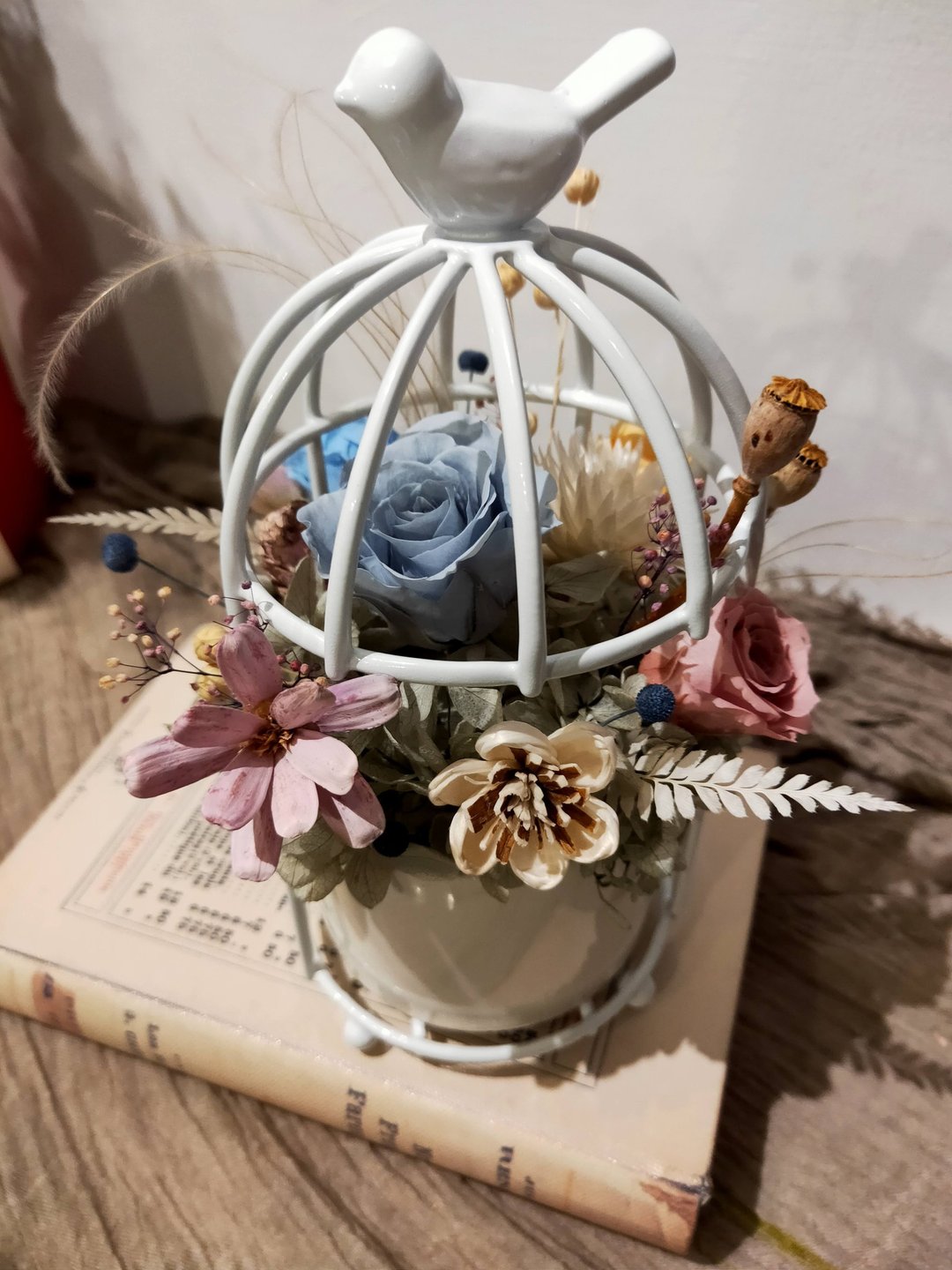 绮思艺想 | 不凋玫瑰花鸟笼盆景 - 干燥花/捧花 - 植物．花 多色