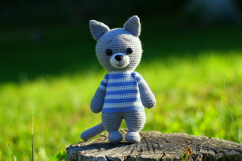 Crochet cat, Crochet cat Stuffed toy, knitted cat, soft cat, Cute plush animals - 玩具/玩偶 - 羊毛 