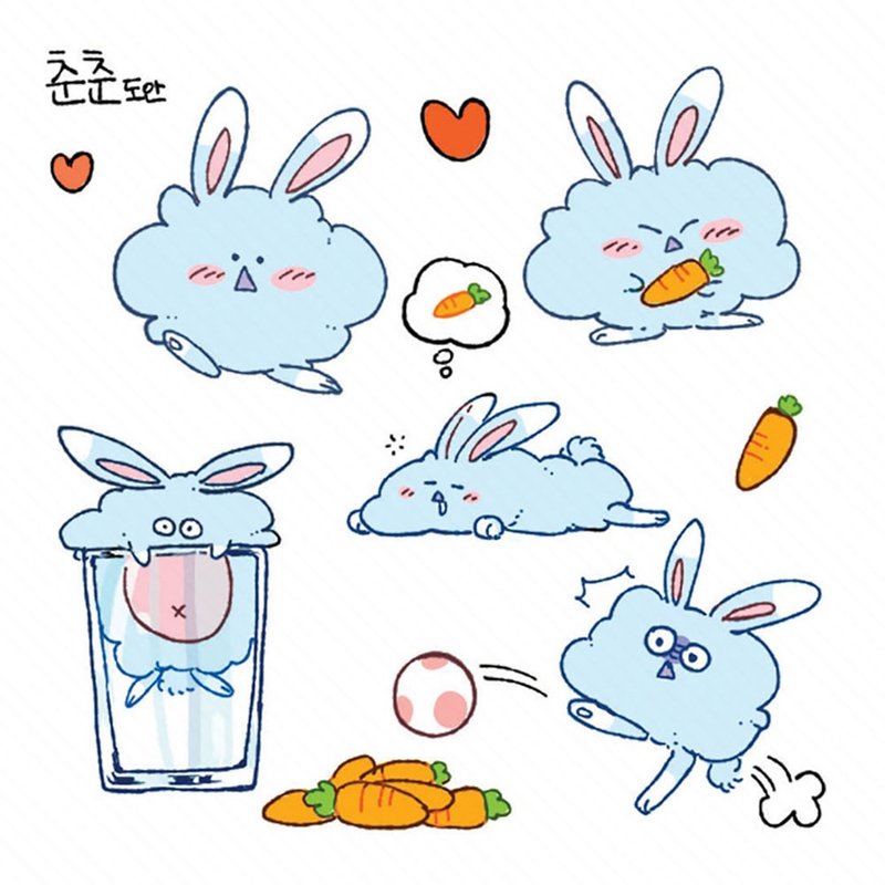 云朵兔可爱动物PET贴纸 (ddatchi) - 贴纸 - 纸 蓝色