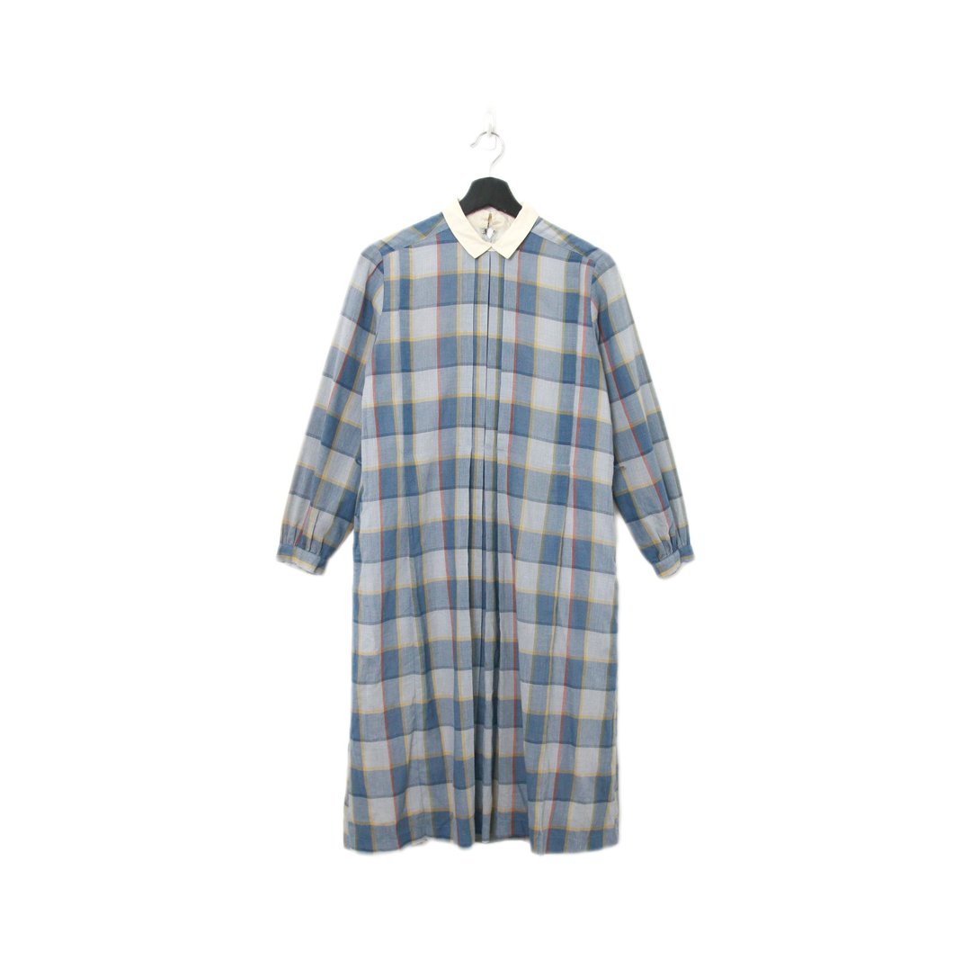 Back to Green-复古长袖洋装 蓝绿英伦格纹g-10//vintage dress - 洋装/连衣裙 - 棉 